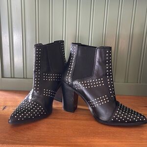 Topshop black leather studded boots size 5